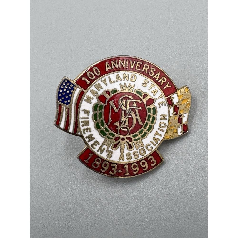 Vtg 100th Anniversary Maryland State Firemen’s Associated 1893-1993 Lapel Pin